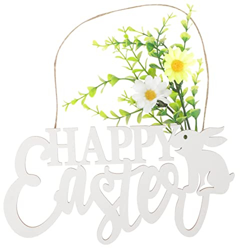RORPOIR Cartel De Madera Decorativo para Puerta Happy Easter Conejos De Pascua De Bienvenida Decoración del