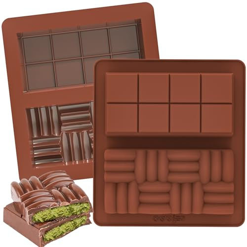 Kamehame Deep Chocolate Bar Moulds, 2 Pcs Silicone Thick Chocolate Moulds Dubai Big Chocolat Molds for DIY Baking Candy