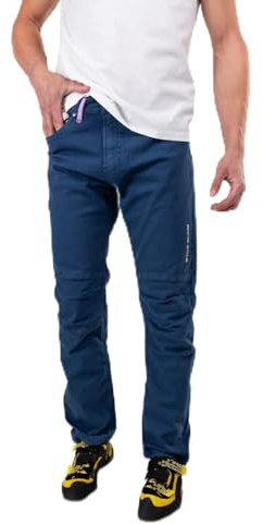 Solo Climb Pantalón Vaquero de Montaña y Escalada Ligero y Elástico Pinto Hombre Azul