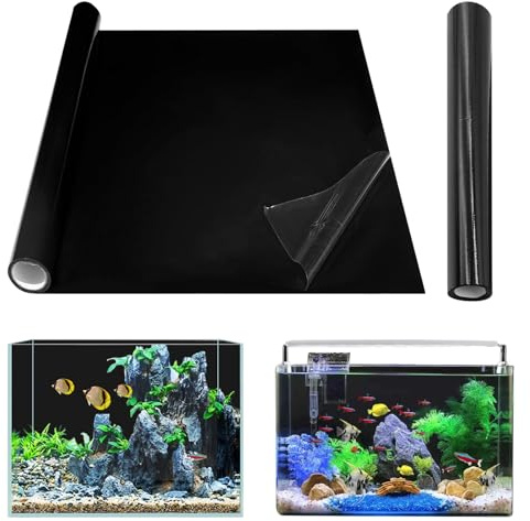 Gohytal Aquarium Poster, PVC Statisch Haftender Aquarium Hintergrund Schwarzer Generisch Aquarium Rückwandfolie Selbstklebende Folie Vinyl Hintergrund für Aquarium Rückwand Terrarium Rückwand 200x30cm