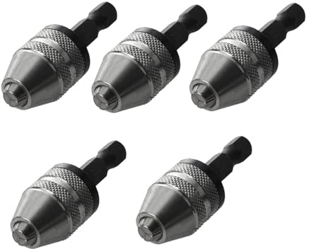 Kznifmk 5 x Bohrfutter – Silber + Schwarz, 6 mm, selbstspannend, Bohrfutter, Bohrfutter, Adapter, Konverter, Sechskantschaft