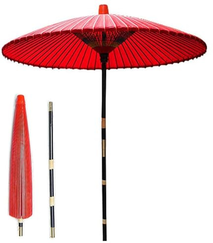 WATAOW Roter Japanischer Retro-Ölpapierschirm, Handgefertigter Gartenschirm, Sonnenschirm Für Deck, Balkon, Rasen, Markt(1.5m/4.9ft)