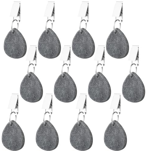 ZCYSRLQIN 12 pesi per tovaglia a forma di goccia, con clip in metallo, per esterni, picnic, giardino, patio, feste, campeggio, cena, decorazione (grigio)