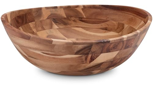 Decorasian 2 Stück Holzschale – edle Akazienholz Schale – Ideal als Salatschüssel aus Holz, Obstschale oder Brotschale – Nachhaltige Holz Schüssel - Natur 30,5cm