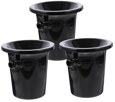 POPETPOP Escupidera para Vino Negra De PP Doble Asa, Capacidad Grande, Cubo Enfriador Portátil para Bebidas, Adecuado para Catas y Eventos, Set De 3 Piezas