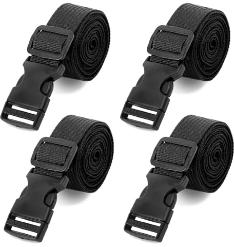 4 Pack Luggage Straps,2m x 25mm Nylon Webbing Tie Down Straps Heavy Duty Adjustable Strap with Quick Release Buckles for Boat Cover,Cargo,Bicycles,Luggage,Car Roof Rack Fixing and Moving Black