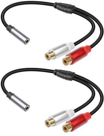 GELRHONR RCA to Aux Audio Cable 2Pack, 3.5mm Female to Dual RCA Female Phono Jack Y Splitter Lead, Stereo Audio Adapter for Smartphone, Speaker,Car DJ Mixer Turntable DVD CD Player ,1FT