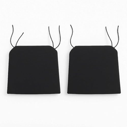 Well Home Lot de 2 Coussins de Chaise Noirs avec Liens 40 x 40 cm