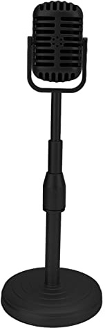 Hamwesh Microphone Prop, Adjustable Vintage Microphone Stand with Base and Support Rod for Photo Studio Photography (Black)
