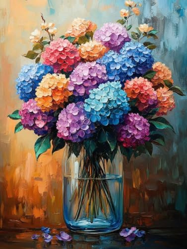 Diamond Painting Fiori Diamond Painting Adulti, Pittura Diamante Ortensia Diamantini Crystal Art 5D DIY Strass Ricamo a Punto Croce Artigianale Kit per Decorazioni Casa Parete 70x95cm -wyl2506F7