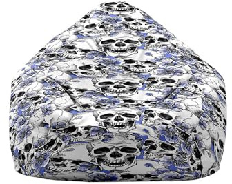 Highdi Halloween NO Filler Beanbag,Soft Toy Storage Bean Bag Chair Cover Kids Adults,Lazy Sofa Beanbag NO Stuffed for Large Indoor Outdoor Bean Bag (White,S:70x80cm)