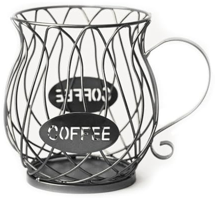 YASIRY Metal Coffee Pod Holder, Large Capacity Capsule Organizer Basket for Countertop, Creative Pot Shaped Storage for Bar Accessories, Compatible with K-cups & Nespresso (Black Pot)