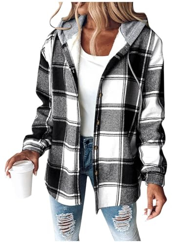 Manteau Polaire a Carreaux Femme Hiver avec Capuche Manteaux Femmes Hiver Doublé Polaire Chaud Veste Blouson À Capuche éclair Grande Taille épaissir Parka Manteaux Fille Doudoune Winter Jacket Women