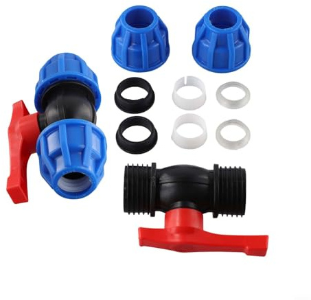 Valixirant Valvola di arresto dell'acqua, valvola a sfera in PE, connessione di tenuta del giunto di compressione del tubo dell'acqua, compatibile con tubi in PE, PVC e PPR, per giardini e serre (25