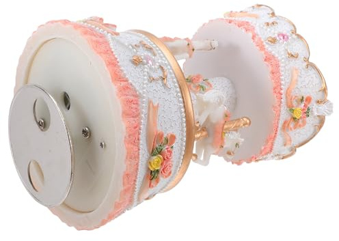 TOBBOMEY Caja de Música Giratoria de Carrusel 3 Caballos de Resina, Luces LED de Colores Cambiantes, Batería Reforzada Tornillos, Decoración para Hogar y Fiestas Navideñas, Obsequio