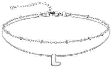 U7 Pulsera Tobillera Mujer Acero Inoxidable Doble Capa Letras Tobillera Inicial Mujer Color Plata y Dorado Regalo Elegancia Atemporal Joyería Fina