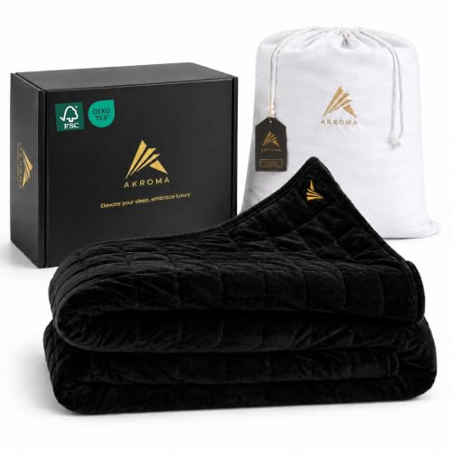 Akroma® Sherpa Fleece Gewichtsdecke 155x220cm 12kg Schwarz | Schwere Bettdecke für Erwachsene, Oeko-TEX Zertifiziert