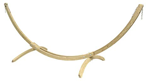 AMAZONAS - Troja | Flexibles Hängemattengestell für Terrasse, Garten und Strand. Wetterfest aus zertifiziertem Holz | Belastbar bis 200 kg, Maße 4,37m x 1,60m x 1,455m; Spannweite ca. 3,40-4,20m