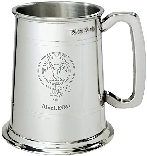 I LUV LTD MacLeod Clan Crest Chope Tankard 1 Pinte Étain