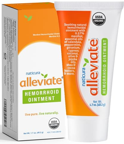 Naticura Alleviate Hemorrhoid Treatment Ointment - 100% Natural Fast Acting Cream to Relieve Discomfort - Calms and Soothes Burning, Itching, Bleeding Fissures and Swelling - Made in USA