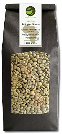 Café vert - Grains de café vert Ethiopie Sidamo (grains de café crus Highland 1000g) - certifié GMP