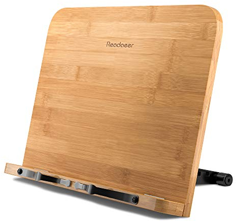 Readaeer Leseständer Bookrest Kochbuchhalter für Küche und Büro aus Bambus Faltbar