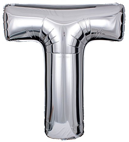 ballonfritz® Ballon Buchstabe T in SILBER - XXL 40/102cm - Folienballons für Luft oder Helium als Geburtstag, Jubiläum, Hochzeit oder Abschluss Geschenk, Party Dekoration oder Überraschung