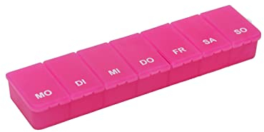 Pillendose Tablettendose Pillenbox 7 Tage, 7 Fächer (Transparent/Pink)