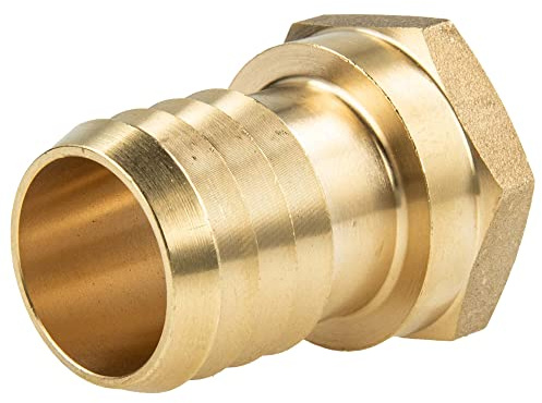 tecuro Sechskant-Schlauchtülle mit Innengewinde Rp 3/4 Zoll x Tülle Ø 25 mm - Messing blank