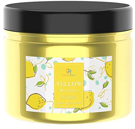 Epoxidharz Farbe, Metallic Seifenfarbe - 60g Gelb Pulver Pigment für die Epoxy Resin Farbe, Seifenherstellung, Mica Powder Farbpigmente - Harz Pigmentpulver Farben für Epoxidharz, Slime, Lipgloss