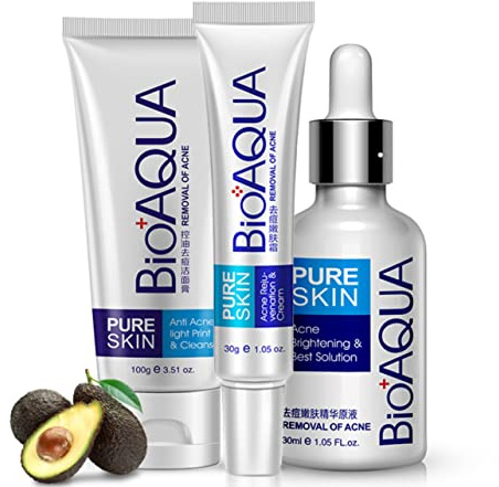 BIOAQUA 3in1 Face Anti Acne Set Scar Removal Spots Pimples Oil Cream Foam Scar Blemish Marks Moisturizing Oil 100g+30g+30ml