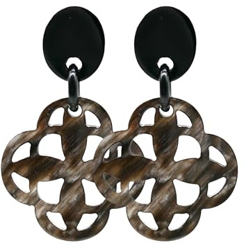 Feliss Hornohrringe Damen Boho Ohrringe aus 100% Horn Ohrhänger in Schwarz | Ohrstecker hängend afrikanischer Schmuck Große Ohrhänger kleines Geschenk Hippie Earrings aesthetic
