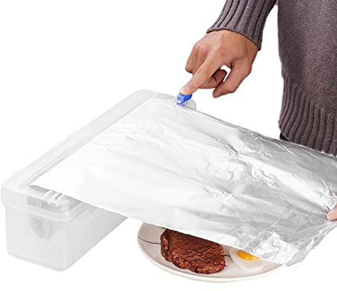 NGUMMS Taglierina per Avvolgere Saran - Dispenser Ricaricabile Saran Wrap con taglierina Scorrevole - Dispenser Riutilizzabile con taglierina per Diapositive, Dispenser per Pellicola Trasparente 2