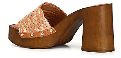 Cafe Noir Ciabatta in Raffia E Pelle - C1FC9002 - Arancio, 36