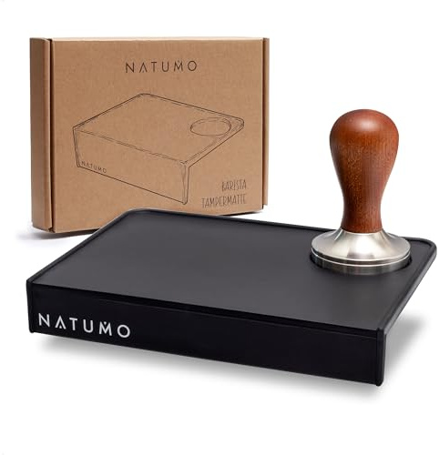 NATUMO Tampermatte Barista (21x15x3cm) Anti-Rutsch Silikon Tamper Matte mit Kantenschutz, Barista Zubehör für Siebträger…