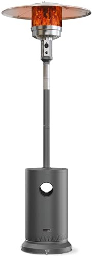 EAST OAK 50,000 BTU Patio Heater for Outdoor Use With Round Table Design, Double-Layer Stainless Steel Burner and Wheels, Outdoor Patio Heater for Home and Commercial, Gray, 31.9 x 31.9 x 86.6 inches