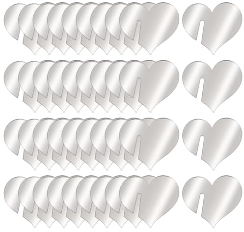 FINGERINSPIRE 40 Stück Acryl Getränkeanhänger Herzförmige Getränkeanhänger Splitter Spiegel Acryl Getränkeanhänger Blanko DIY Trinkanhänger Weinglas Namensschild Für Hochzeit Geburtstag Dekor