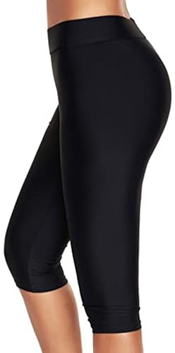 Asoodiy Short de bain long pour femme - Legging capris - Short de bain - Longueur genou - Grande taille, Noir Style C, XL