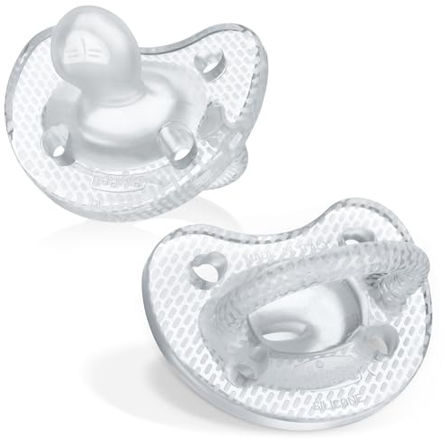 Chicco Luxe Orthodontic Pacifier One-Piece Silicone, 6-16m, 2-Pack