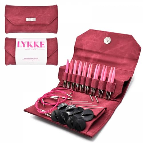 Lykke Austauschbare Stricknadeln, Rouge-Holznadeln, Stricknadel-Set (Crimson Denim-Effekt)