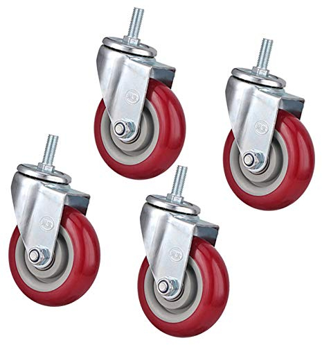 Plattenrollen Transportrollen, Lenkrollen mit Bremsen, Polyurethanrollen, 360° drehbar, Schwerlastrollen, verzinkt, Bolzen M12 (B/4 Universal 125 mm)