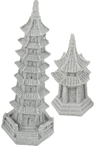 VANZACK Decorazione Da Giardino Realistica in Miniatura Con Pagoda in Pietra Coppia Di Padiglioni Per Casa E Giardino Paesaggio in Miniatura in Stile Cinese Per Scrivania E Bonsai