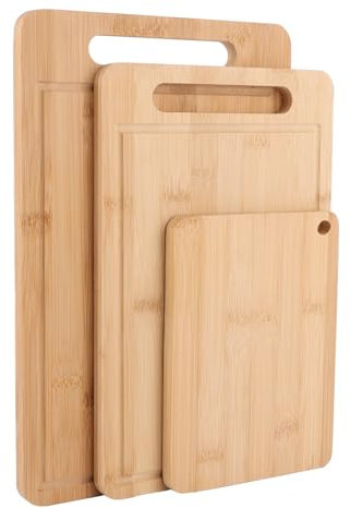 LDXDRU 34 x 22 cm / 30 x 20 cm / 20 x 15 cm Wooden Cutting Board Set aus Bambus 3er Set, Holz Schneidebretter Schneidbrett, Küche Wood Holzbrett Wooden Cutting Chopping Board Holzschneidebrett