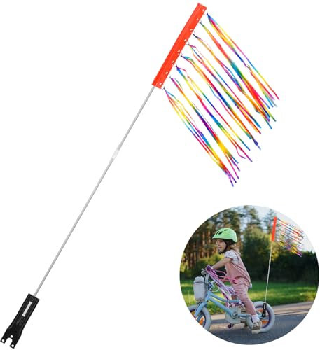 HAOWANWW 1,8 m lange Fahrradflagge mit Stange für Sicherheit, Kinder-Fahrradsicherheitsflagge, Fahrrad-Fahnenmast, hohe Sichtbarkeit für Mobilität, Kajak-Flagge, wasserdicht