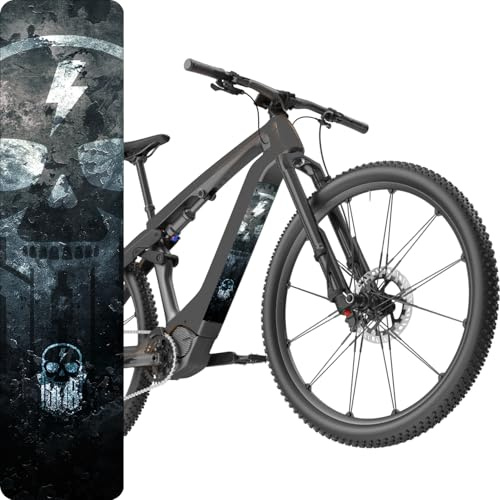Sons of Battery SKULLGANG GRUNGE E-Bike Akkufolie zum Zuschneiden – Schutzfolie für Akkuabdeckung und Unterrohr, Blau Grau, 48 × 12 cm