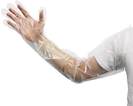 Supkeyer 50Pcs 35 inch Veterinary Insemination Rectal Long Arm Gloves Dressing Gutting Gloves for Field Dressing House Cleaning (50)