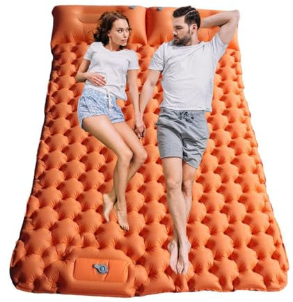 aichilra Aufblasbare Isomatte für 2 Personen, tragbare Campingmatte mit integrierter Fußpumpe, Kissen für Outdoor-Camping, Rucksackreisen, Wandern, Reisen