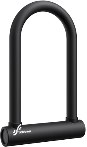 Sportneer Bike Lock - 18mm Shackle Heavy Duty Anti Theft Bike U Lock with 3 Keys - Bicycle U-Locks with Sturdy Mounting Bracket for Road, Mountain, Electric & Folding Bike, Size 9.85''x6.3''