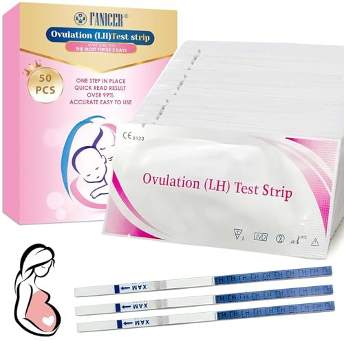 50 Stück Ovaluationstests, Optimaler Sensitivität Ovulationstests, Ovulationstest 25 miu/ml, Ovulationstests für Eisprung, Fruchtbarkeitstest für Frauen, Leicht Anzuwenden