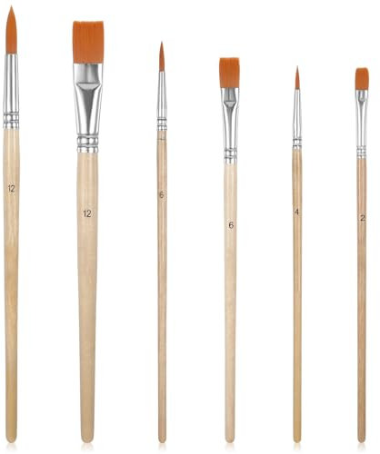 Bewudy Juego de 6 pinceles de pintura para tartas, seguros para alimentos, para cocinar untar y decorar pasteles, para quitar el polvo, purpurina comestible, color comestible, para decoración de